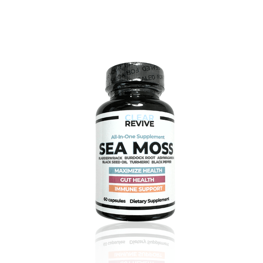 Total Wellness Capsules (All - In - One) Sea Moss Black Seed Oil Ashwagandha Burdock Root - Clear Revive